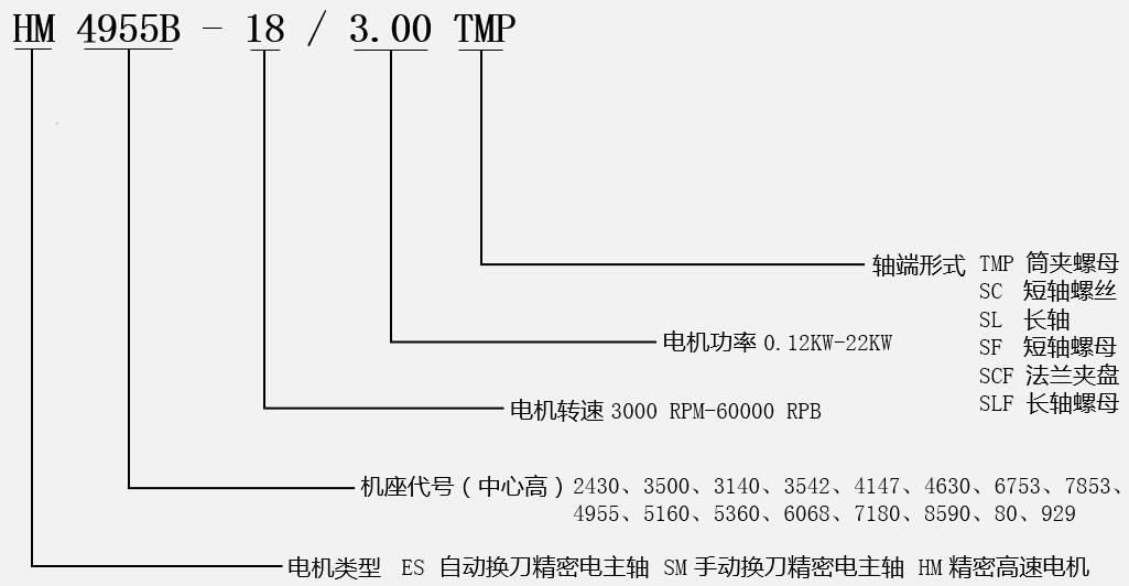 高速磨削電機(jī)型號說明